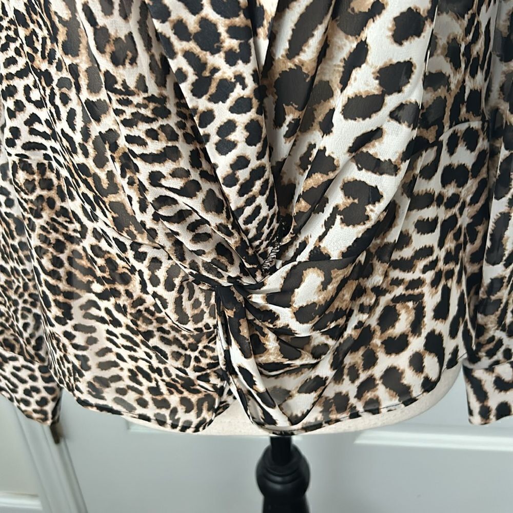 I-N-C Leopard Print Knot Front Pullover Blouse - image 5